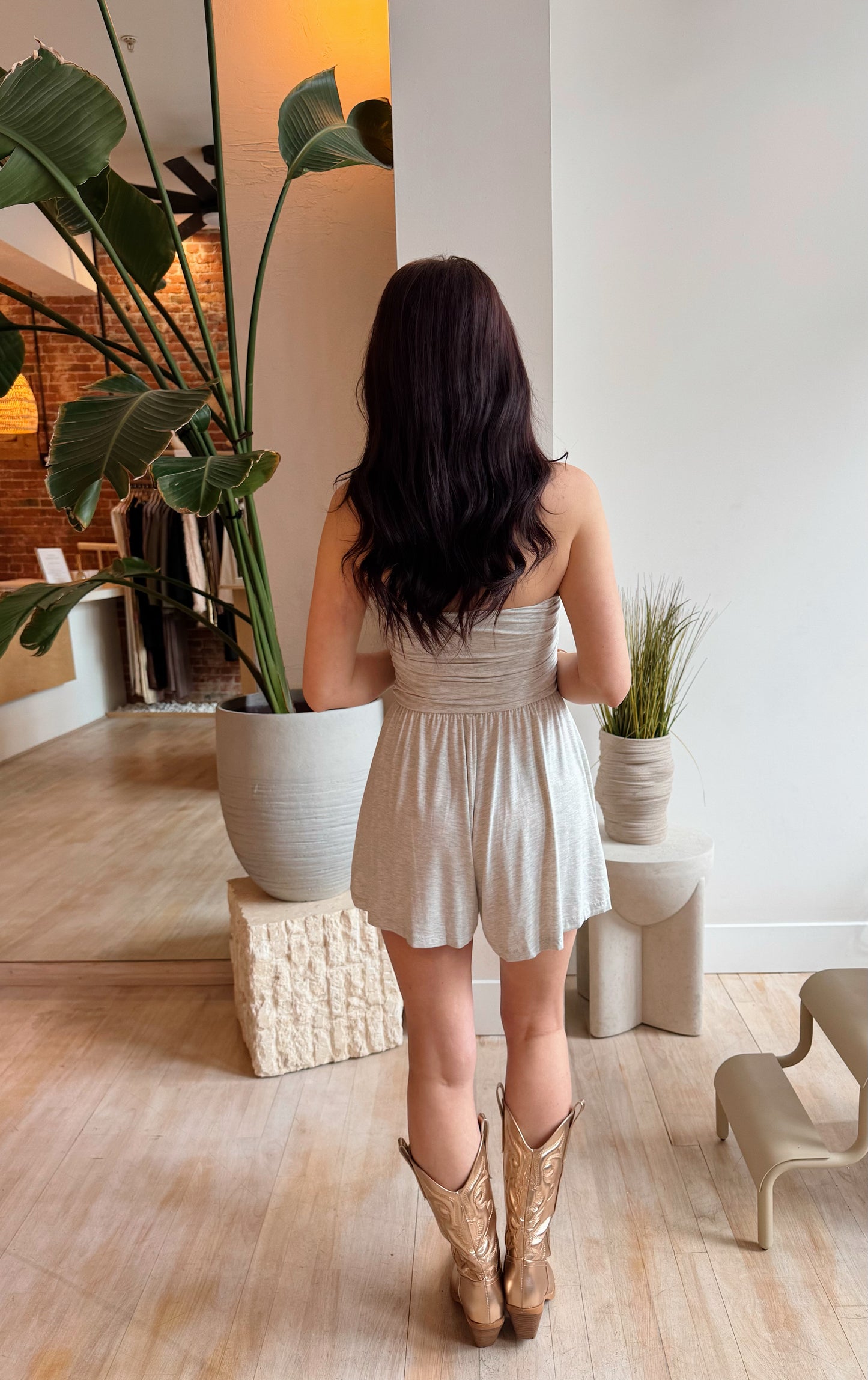 On The Run Romper - Gray