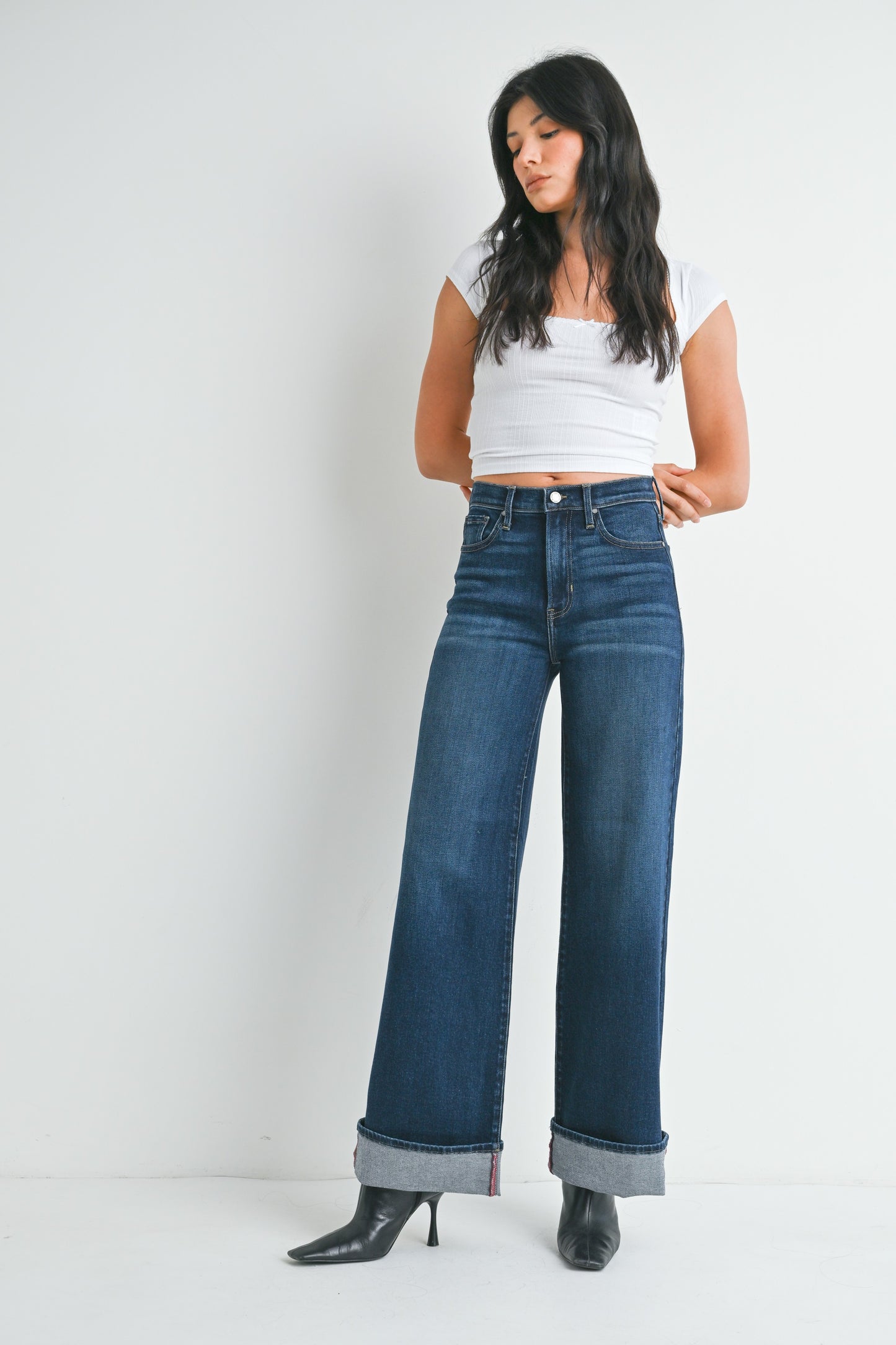 Cuffed Palazzo Jeans