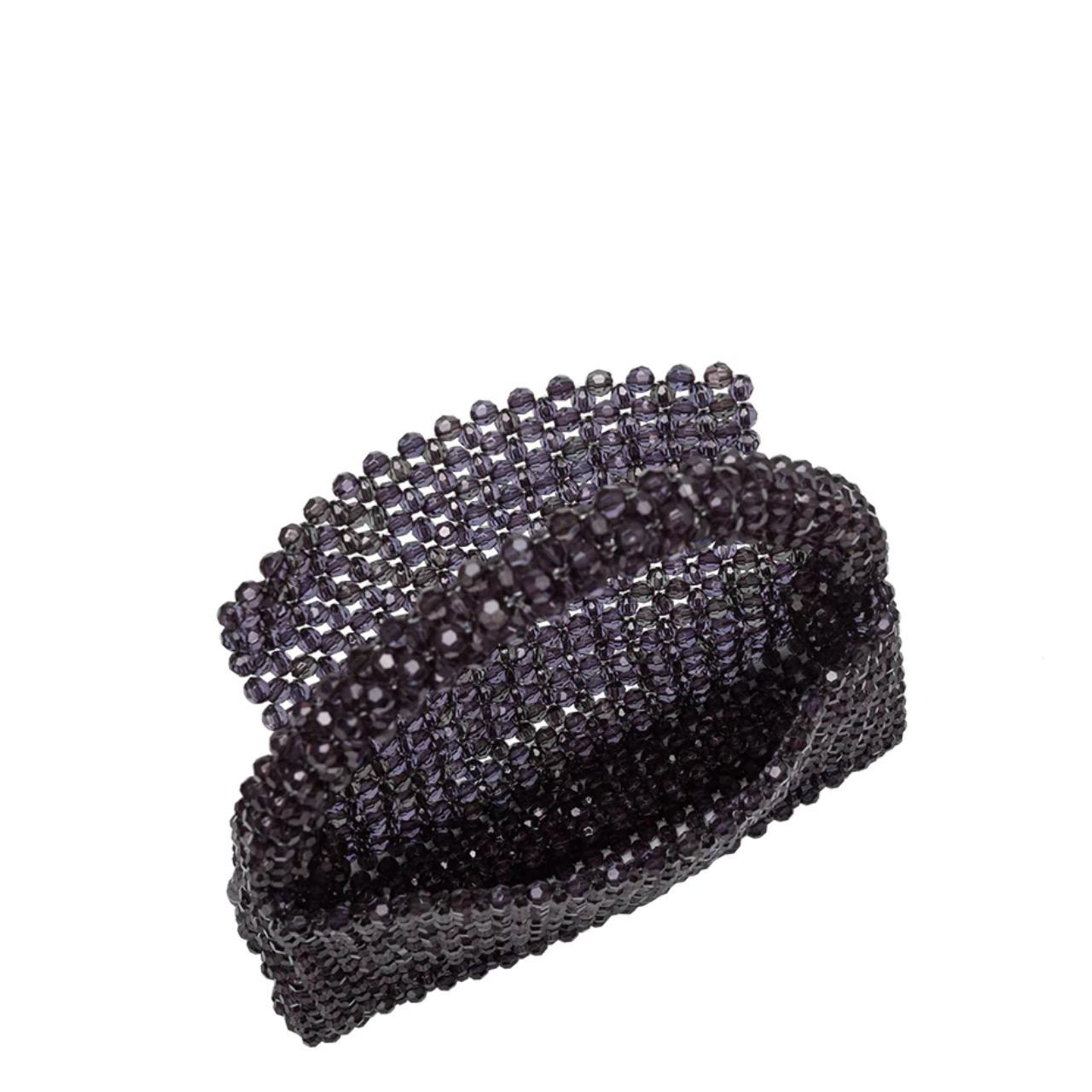 Sherry Black Beaded Top Handle Bag