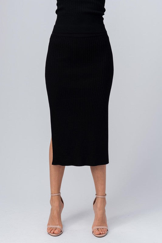 Rib Knit Midi Skirt
