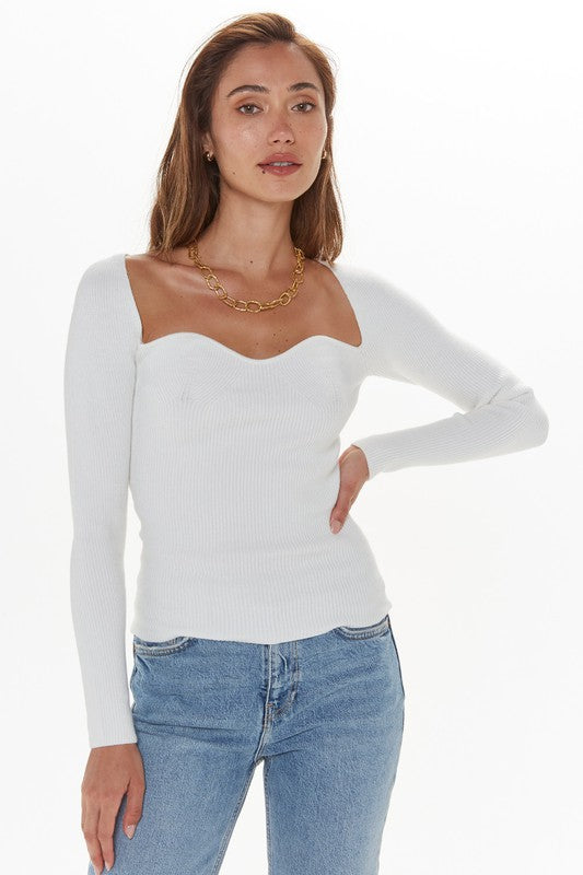 Avril Sweetheart Rib Knit Top