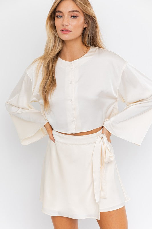 Lila Satin Top