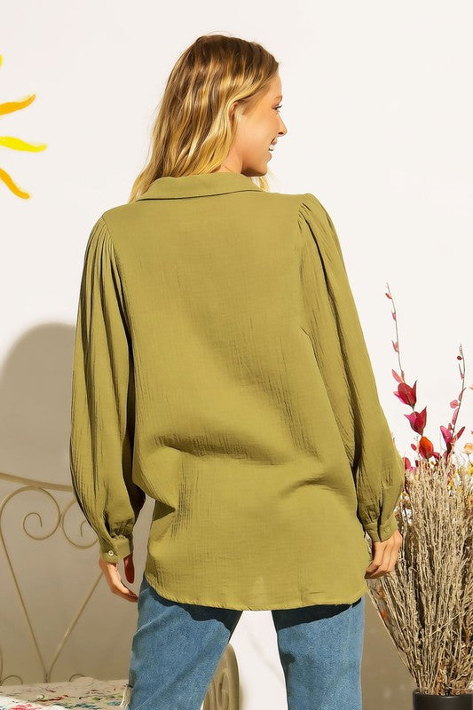 Letting Go Button Up Blouse