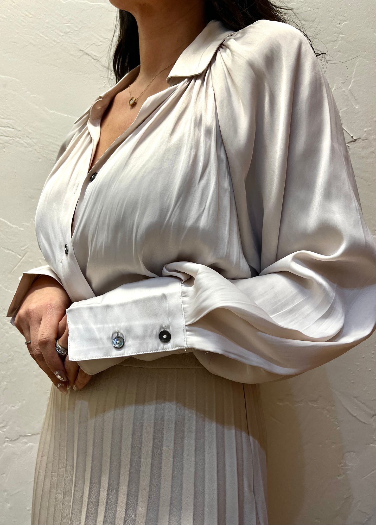 Oatmeal Satin Top