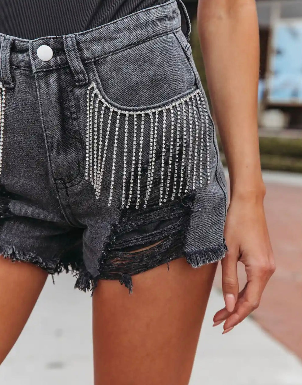 Cowgirl Distressed Denim Shorts