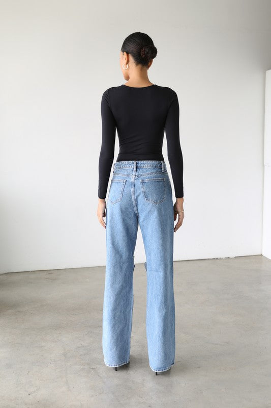 Straight Wide Leg Denim