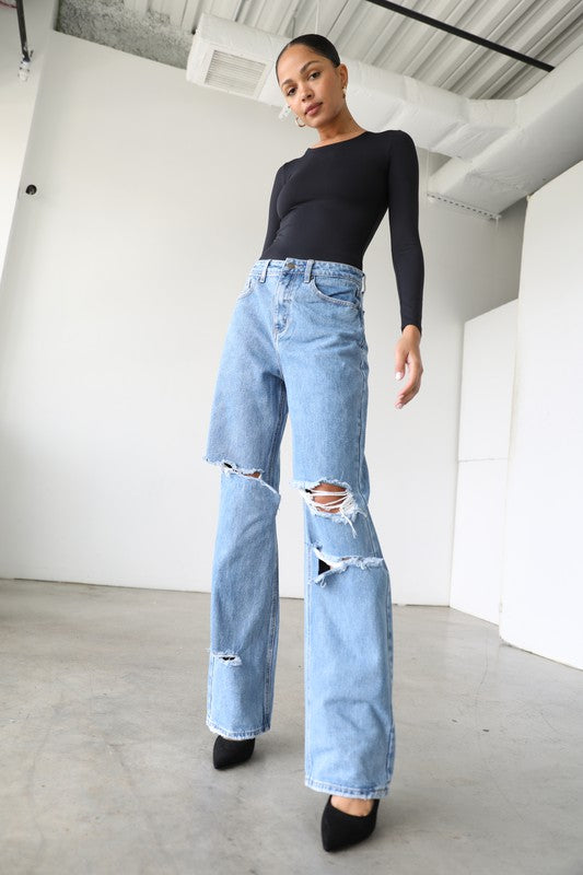 Straight Wide Leg Denim
