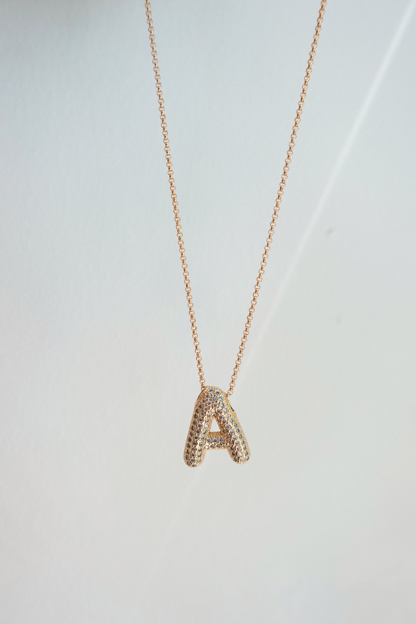 Bubble CZ Initial Necklace