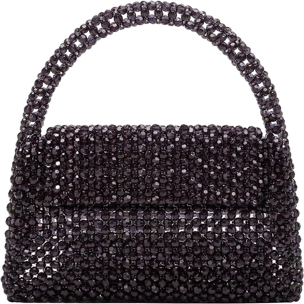 Sherry Black Beaded Top Handle Bag