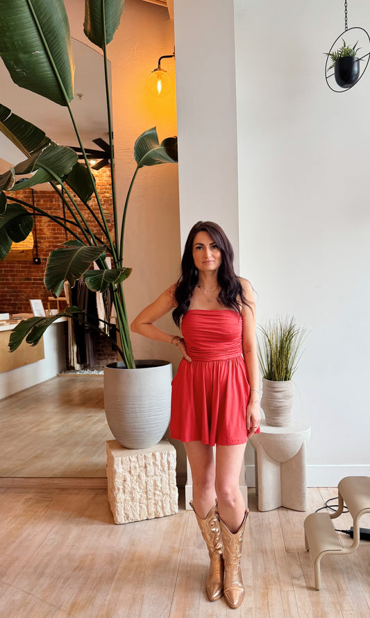 On The Run Romper - Red