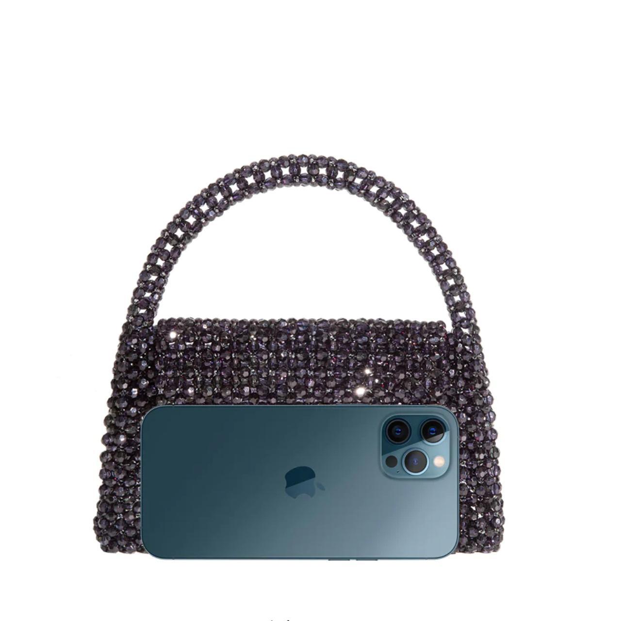 Sherry Black Beaded Top Handle Bag