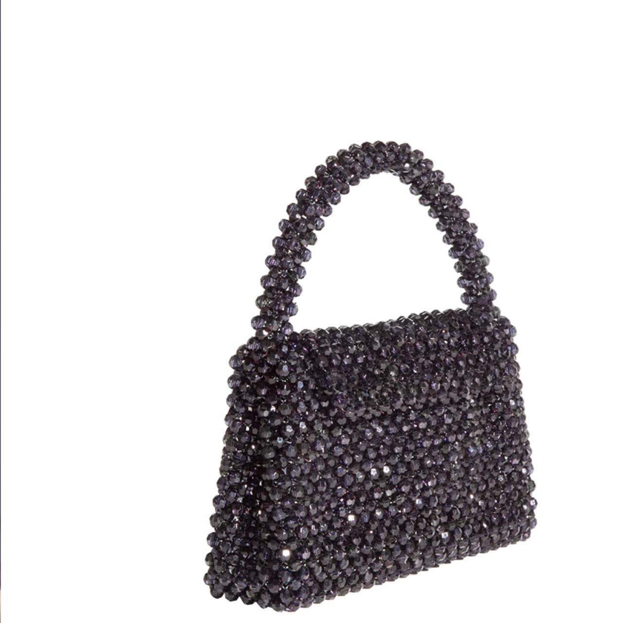 Sherry Black Beaded Top Handle Bag