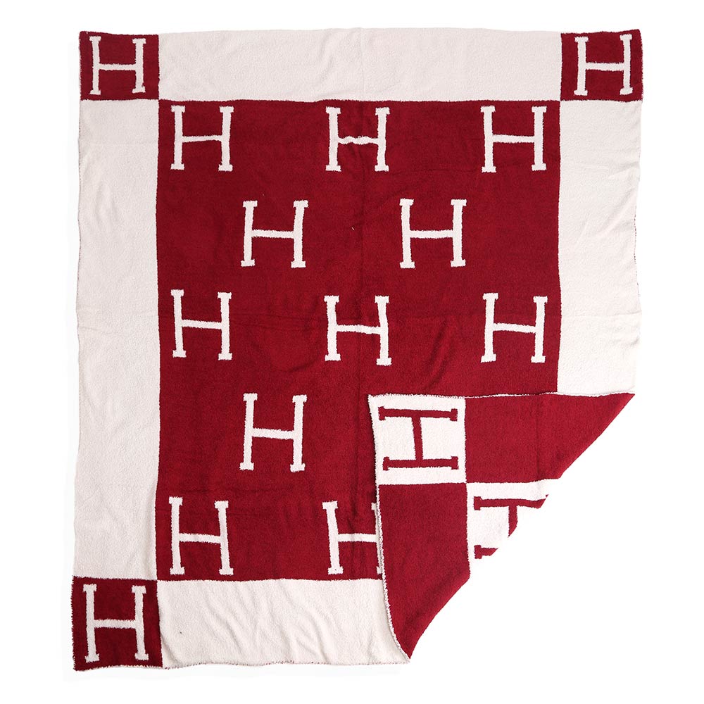 Fuzzy H Blanket - Berry