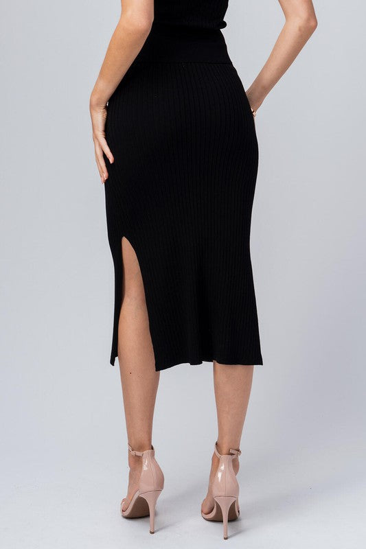 Rib Knit Midi Skirt