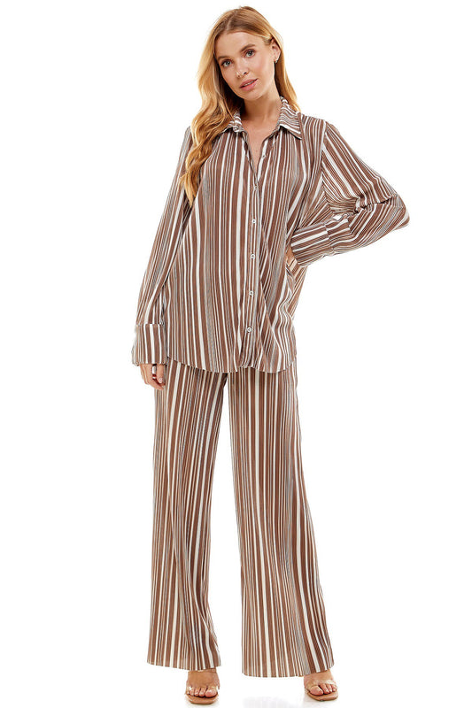Latte Pleated Pant Set